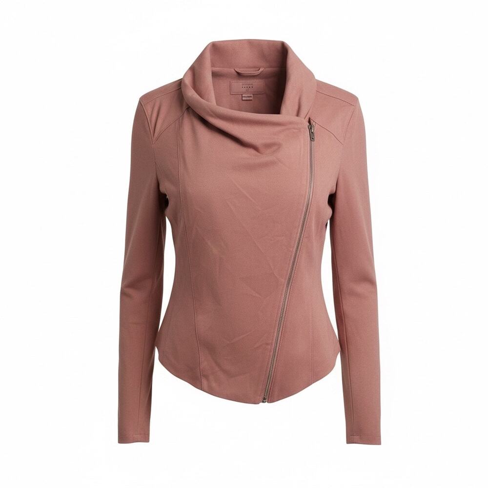 BLANKNYC Faux Suede Drape Jacket Pink Moto Medium